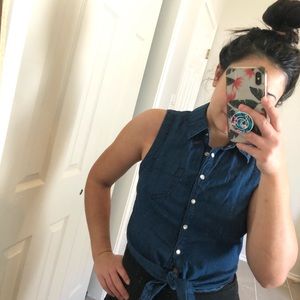 Denim crop button up